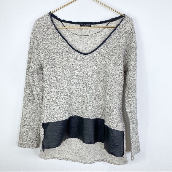 Zara Tops - Zara W&B Collection V Neck Marled Gray Sweatshirt